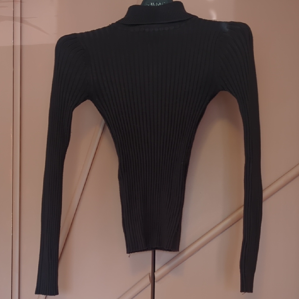 Active Basic - Brown Ribbed Long Sleeve Turtle Neck